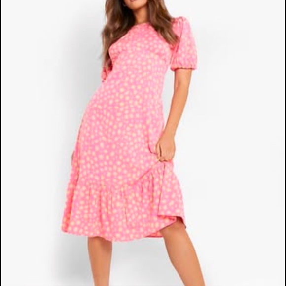 Contract Leopard Drop Hem Midi Dress - Picture 4 of 4